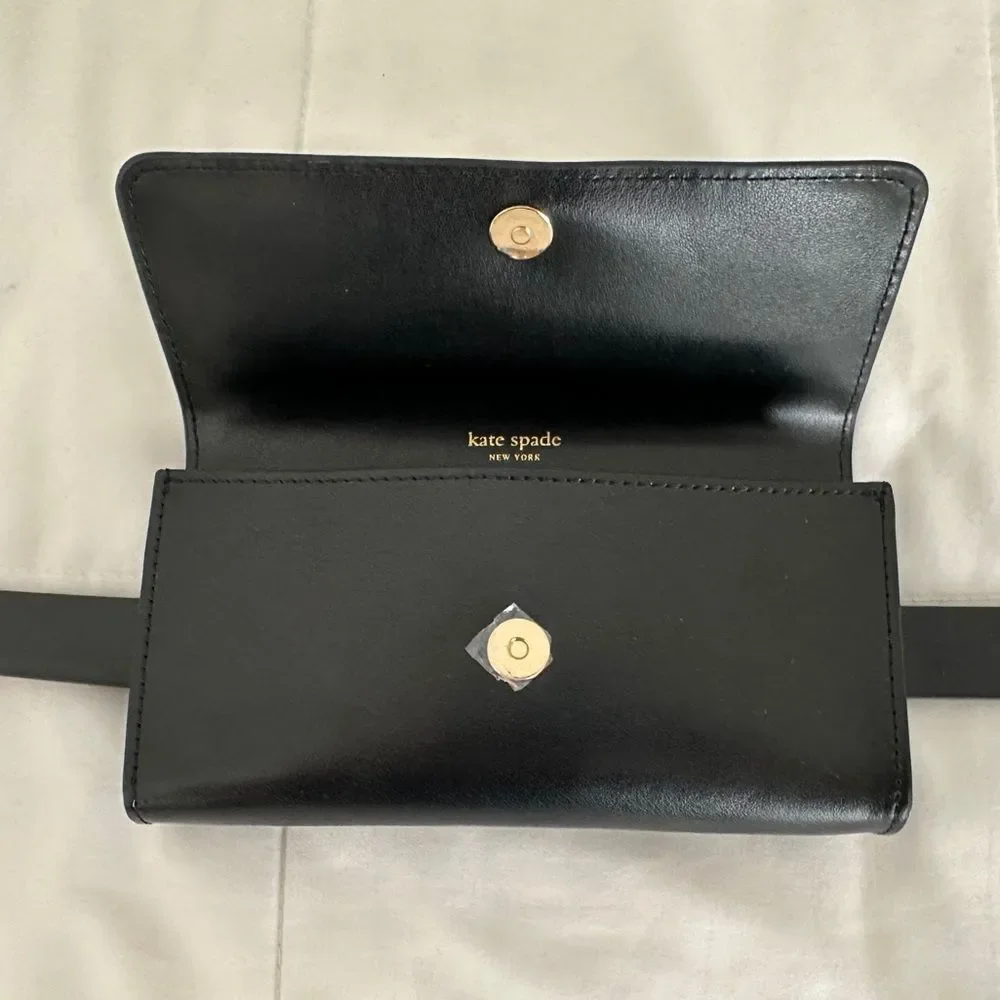 Kate Spade Leather Belt Bag Black Foldover Size S/M & L/XL • NEW WITH TAGS •